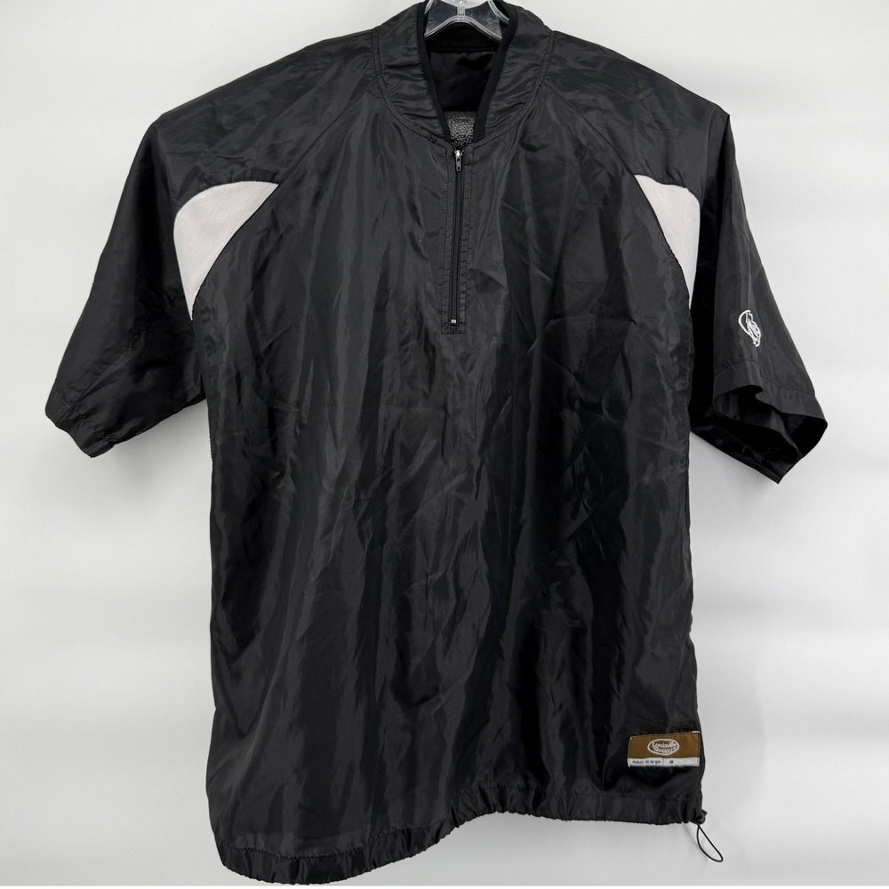 Louisville Slugger Mens XL Black Quarter Zip Short Sleeve Baseball Windshirt